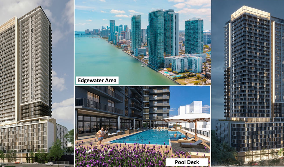 Rendering of Sense 22 amenity deck with pool and fitness in Edgewater, Miami
