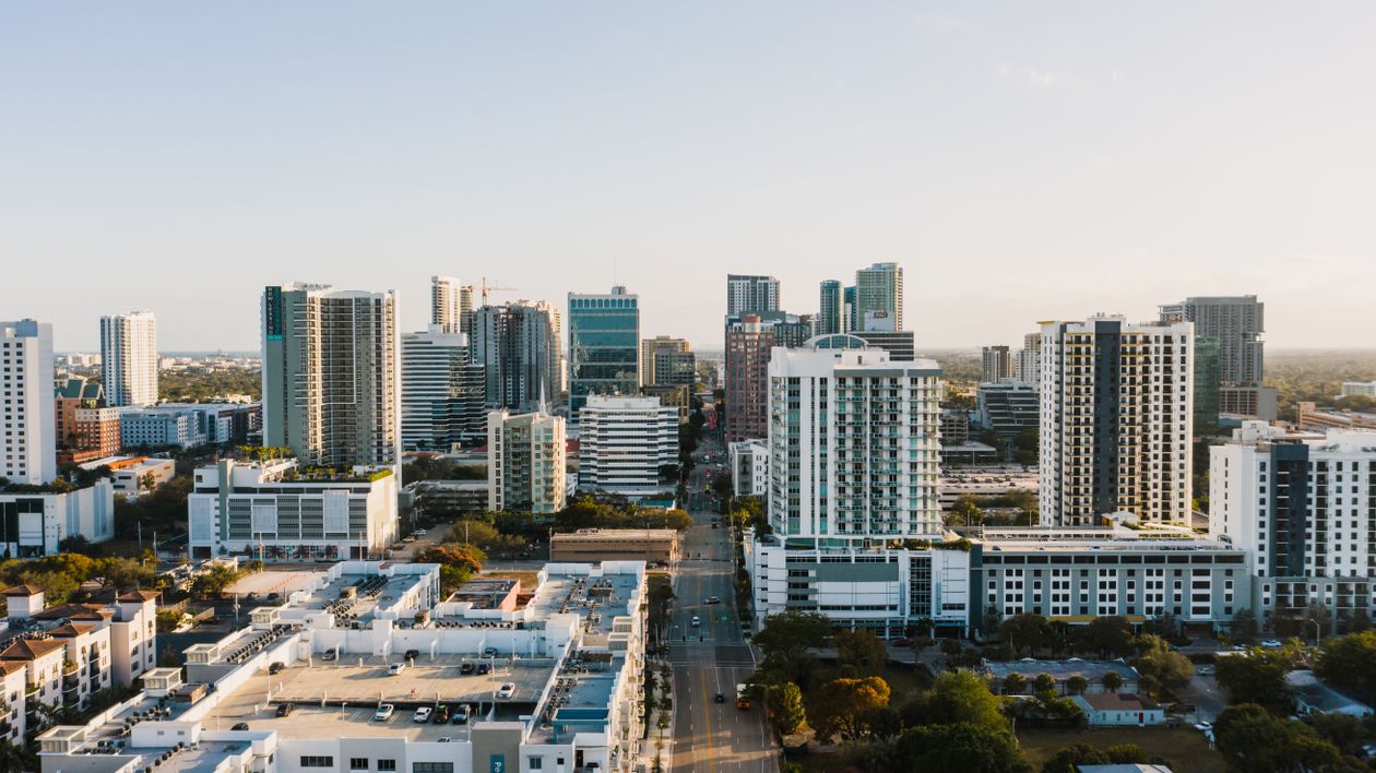 Aerial view of the Fort Lauderdale high-rise corridor near downtown and Southeast 17th Street