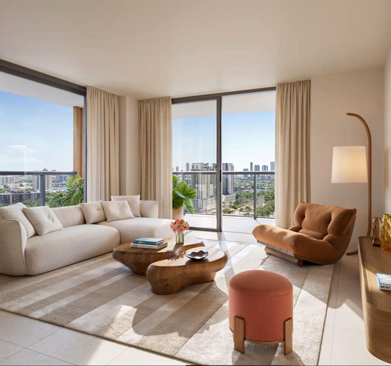 The William lobby rendering with contemporary design and natural light, North Miami Beach