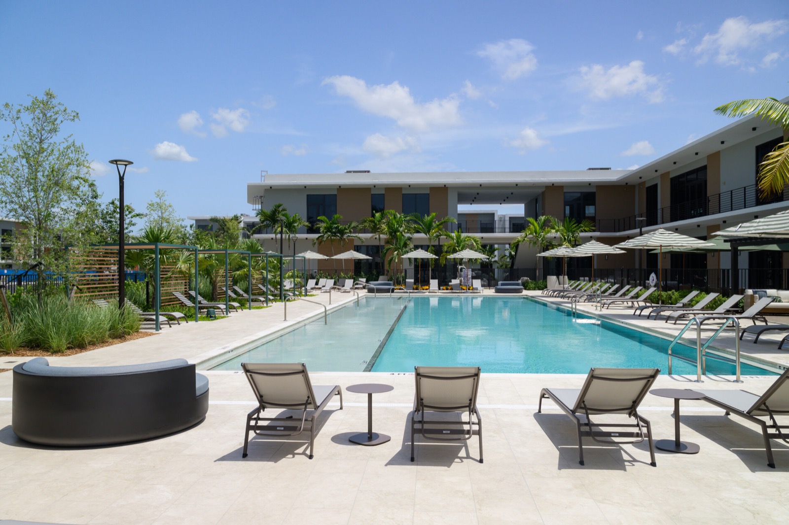 Upland Park resort-style lap pool and clubhouse deck in the completed first phase