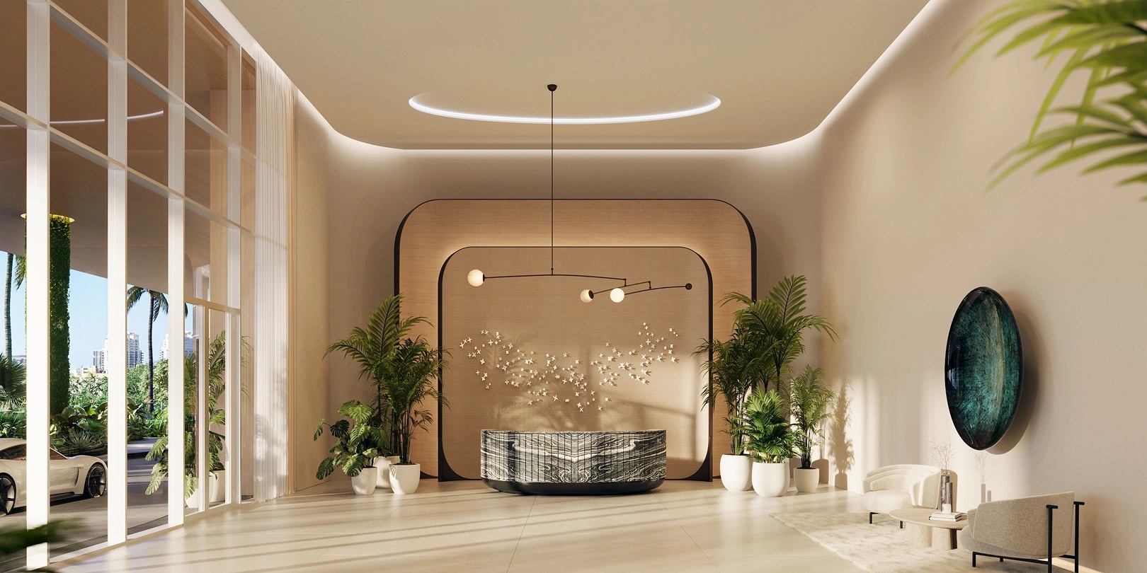 Viceroy Residences Fort Lauderdale lobby and amenity interior rendering by Rockwell Group