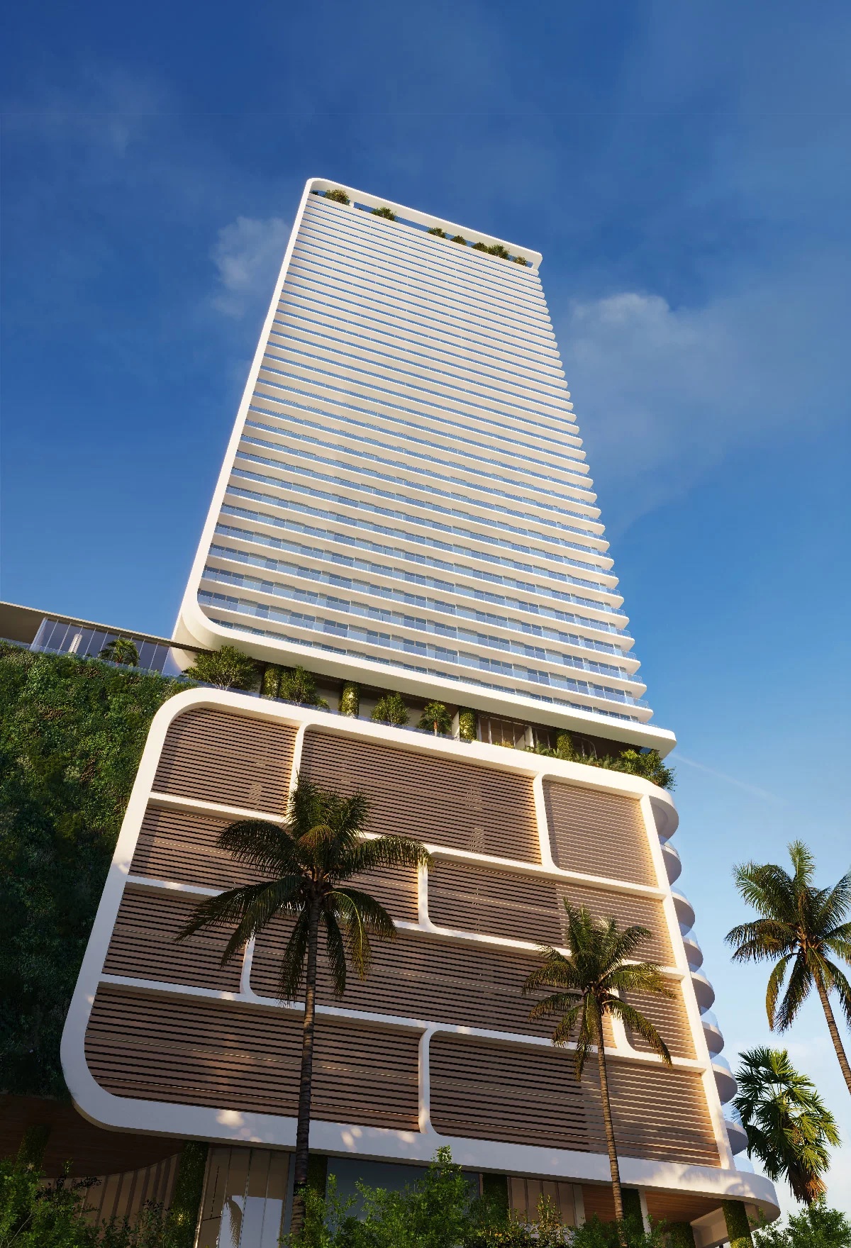 Viceroy Residences Fort Lauderdale rendering, a 45-story tower rising over Flagler Village at dusk