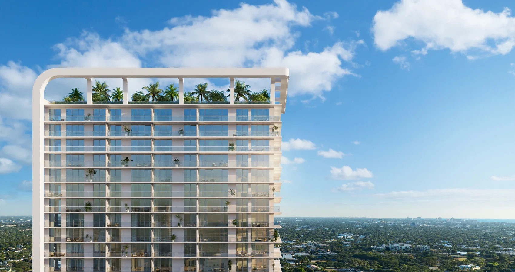 Viceroy Residences Fort Lauderdale rendering, the tower crown rising 500 feet over the downtown skyline