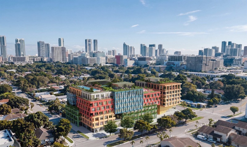 WOMA Wynwood rendering, a 163-residence mixed-use building by MVRDV at NW 5th Avenue and NW 32nd Street in Wynwood Norte, Miami