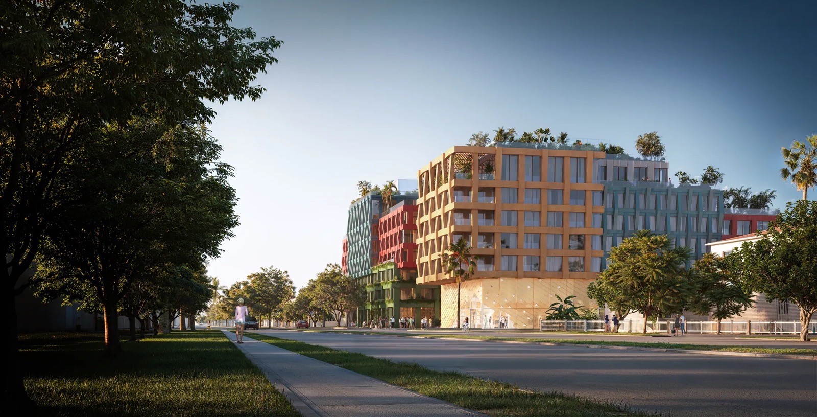 Rendering of WOMA Wynwood seen from the sidewalk on NW 5th Avenue in Wynwood Norte, Miami